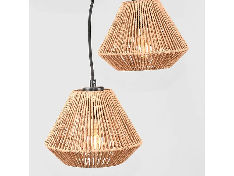 Suspension Ibiza Diamond - 3 lumières - 30 x 30 x 150 cm - Marron