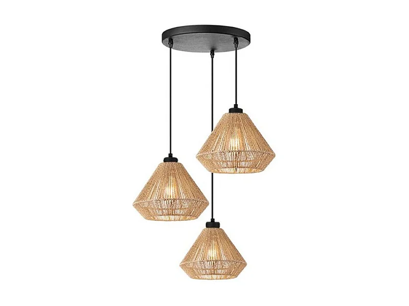 Suspension Ibiza Diamond - 3 lumières - 30 x 30 x 150 cm - Marron