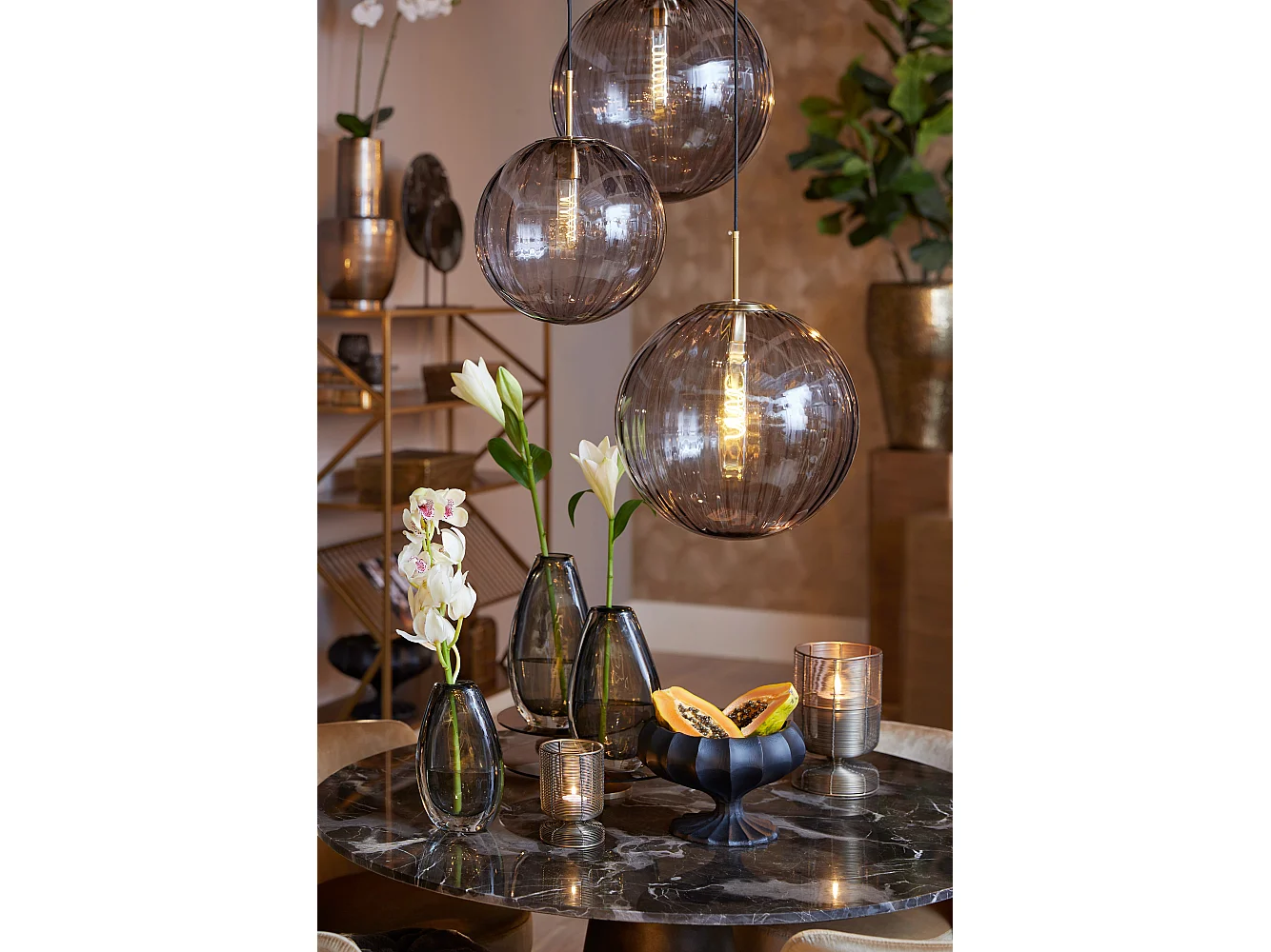 Suspension MAGDALA - Ø30x30cm - Gris