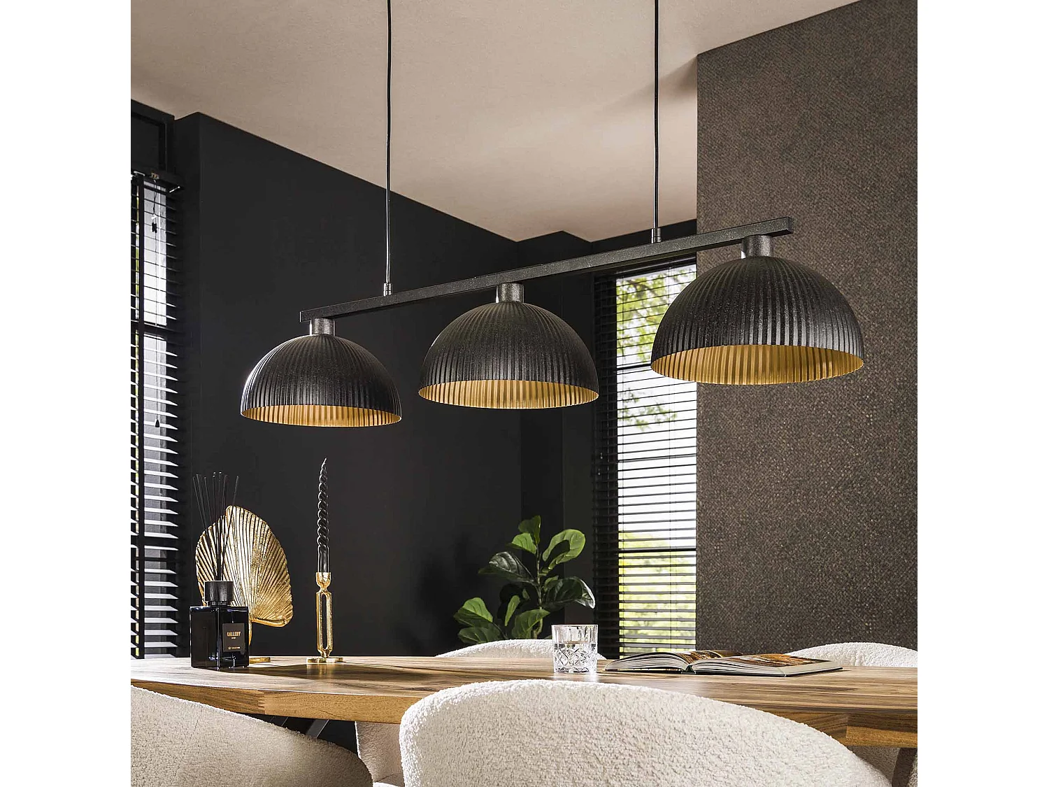 Suspension 3L Capot semi-circulaire côtelé - Noir Artic