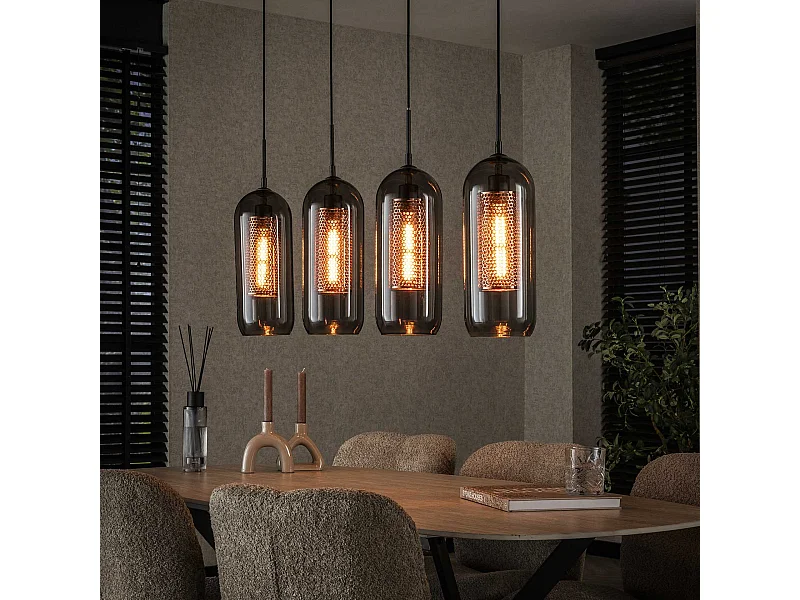 Suspension 4L Fumée - Acier perforé - Noir Artic