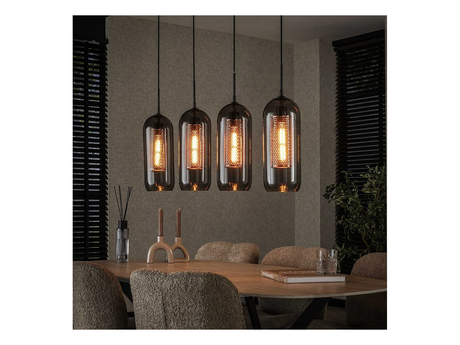 Suspension 4L Fumée - Acier perforé - Noir Artic