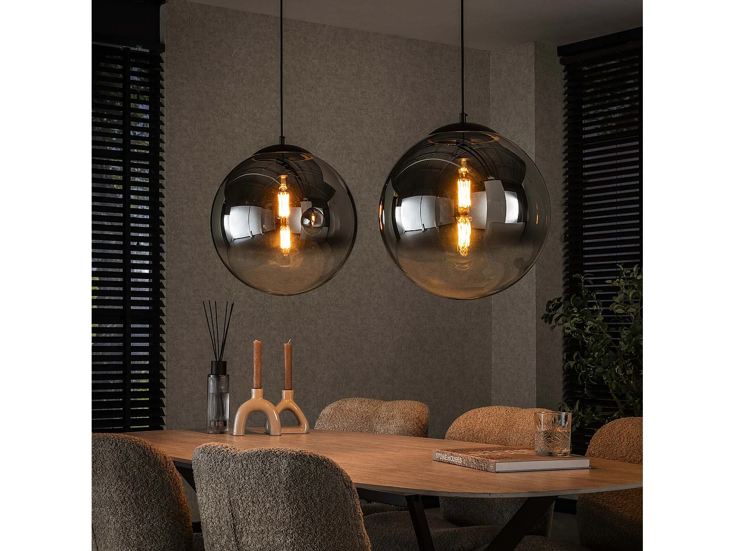 Hanglamp 2L Bubble Shaded XL - Artic Zwart