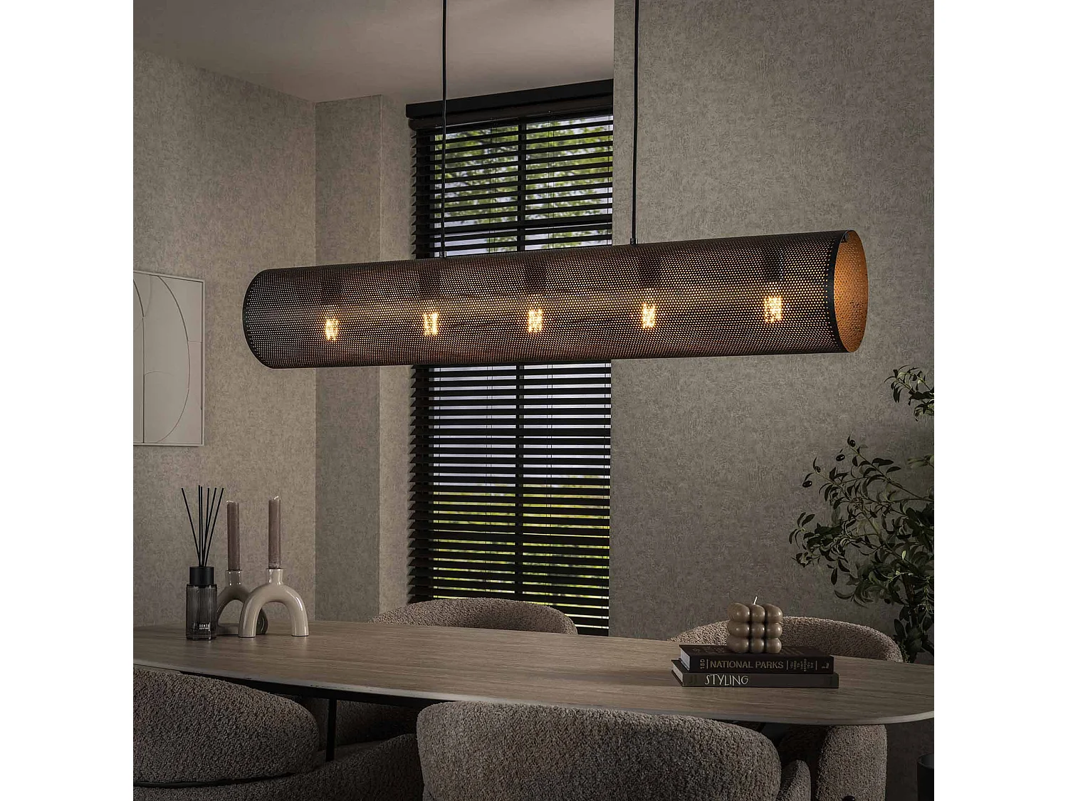 Lámpara colgante Tube Mesh de 5L - Negro Ártico