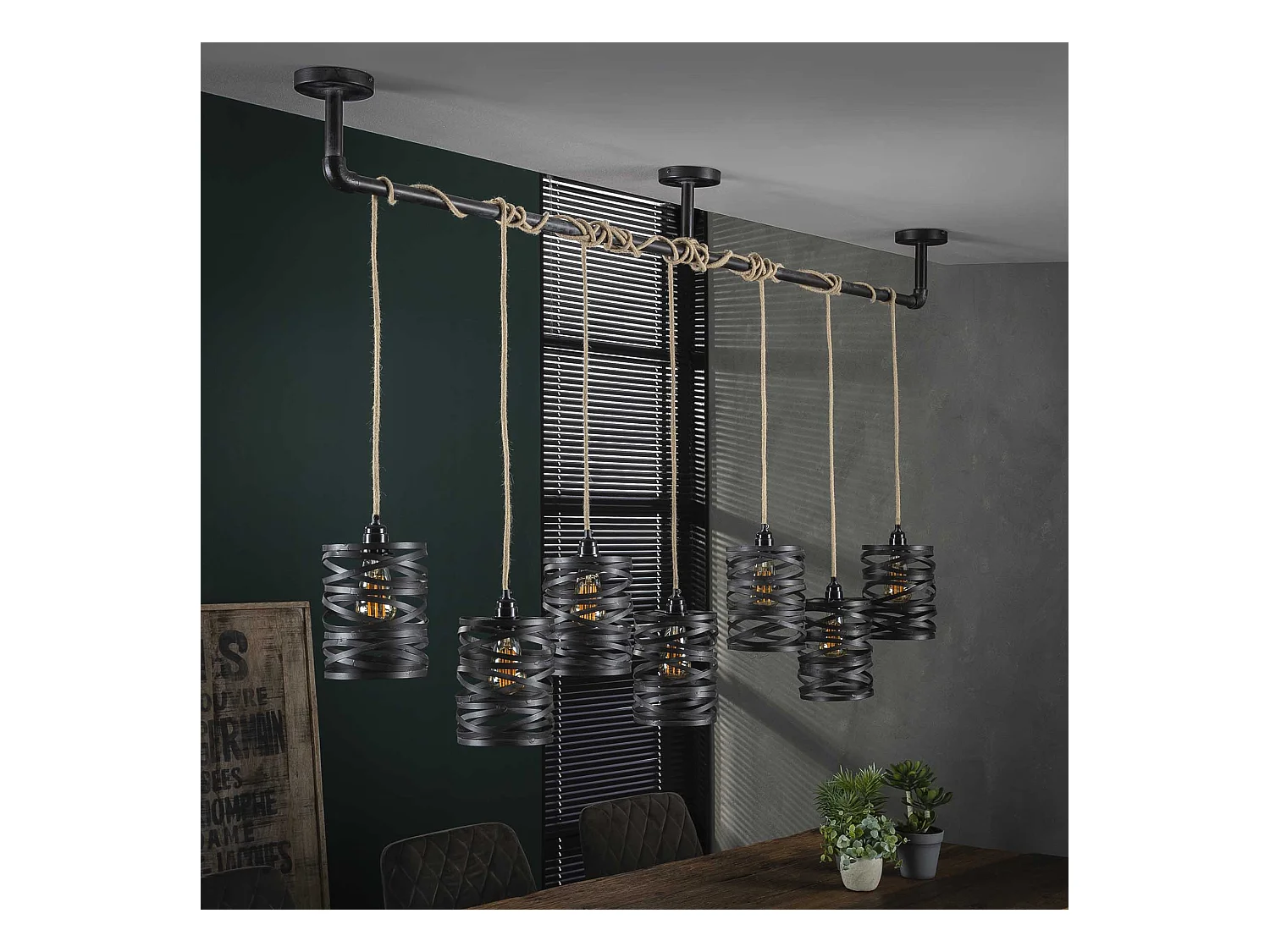 Industriele Hanglamp - 7 Lampen - Twist Wikkel - XL