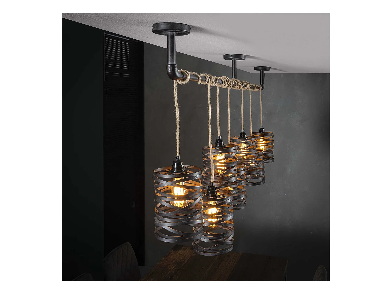 Industriele Hanglamp - 7 Lampen - Twist Wikkel - XL