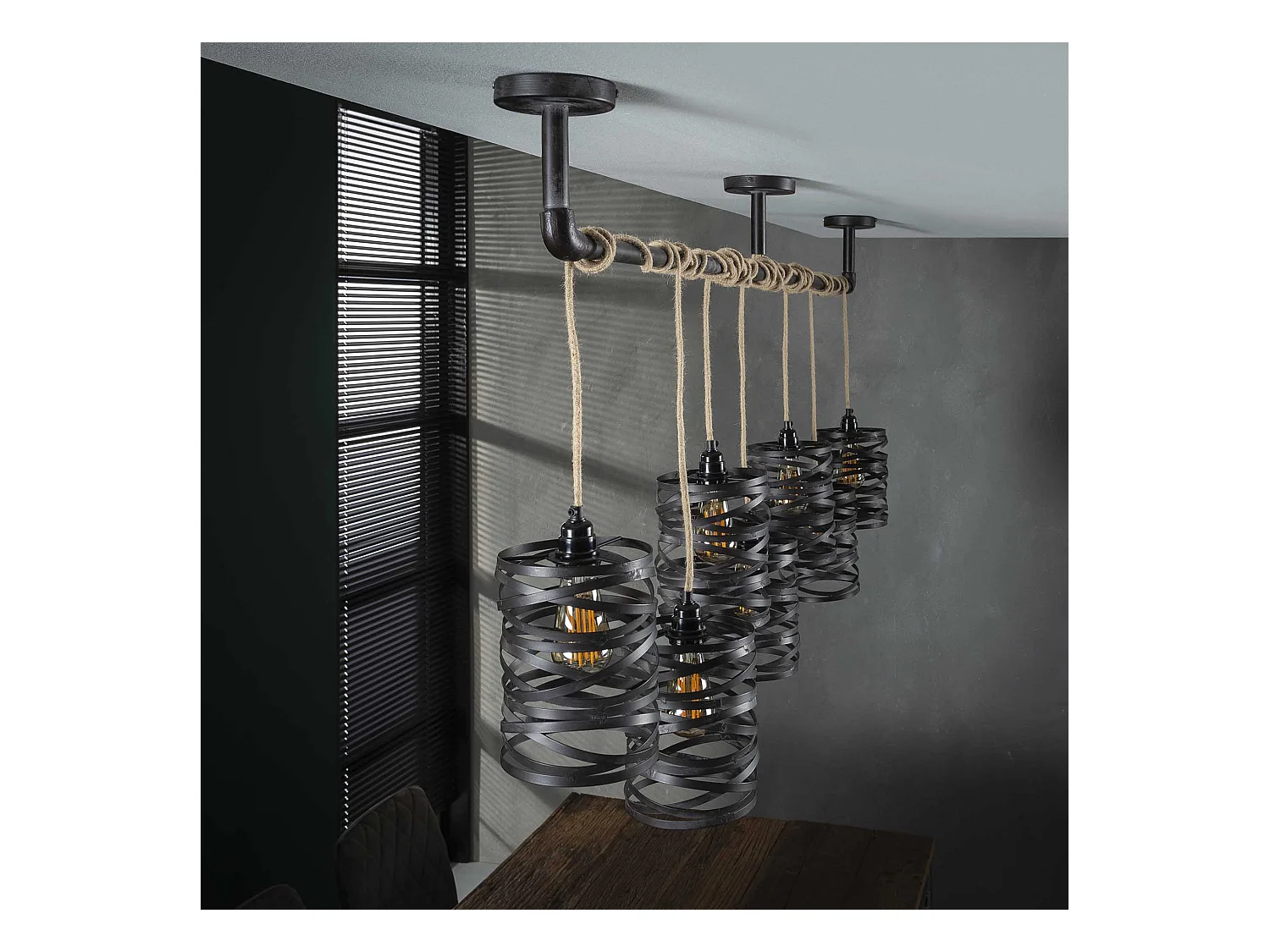 Industriele Hanglamp - 7 Lampen - Twist Wikkel - XL