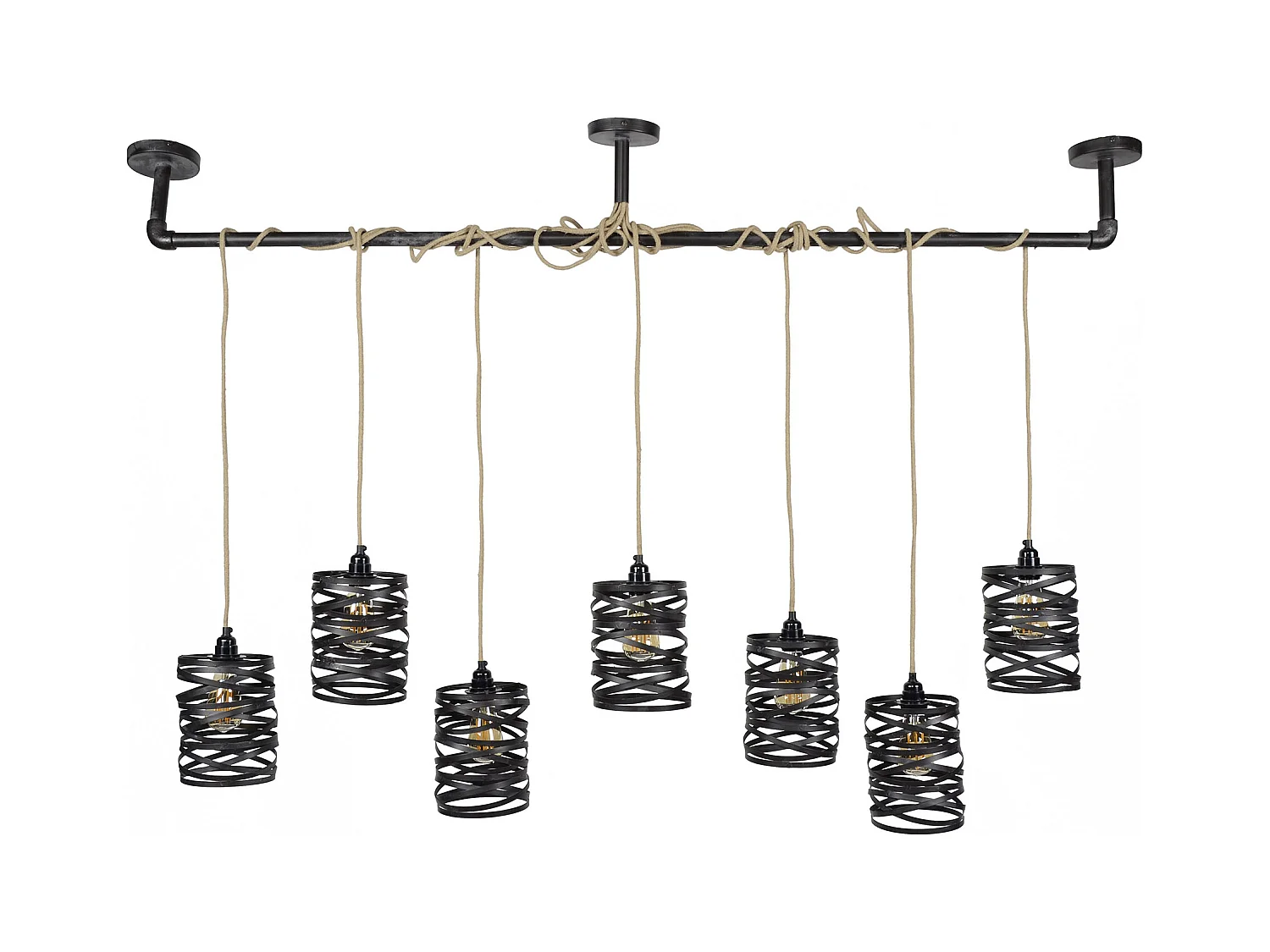 Industriele Hanglamp - 7 Lampen - Twist Wikkel - XL