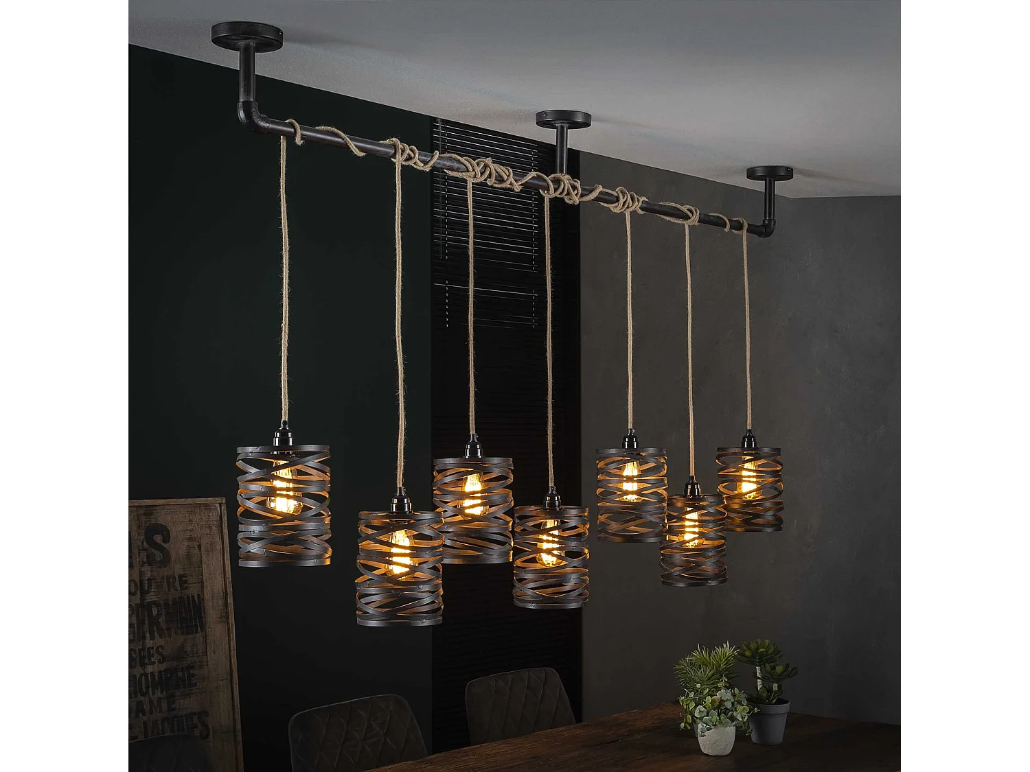 Industriele Hanglamp - 7 Lampen - Twist Wikkel - XL