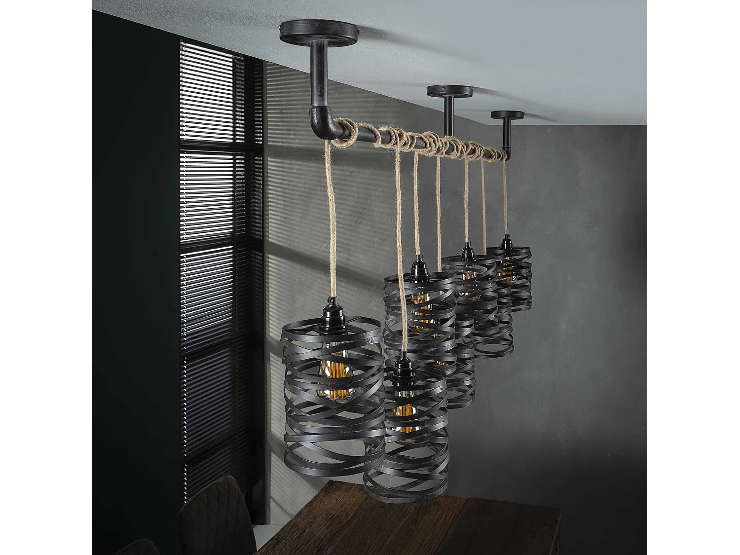 Industriele Hanglamp - 7 Lampen - Twist Wikkel - XL