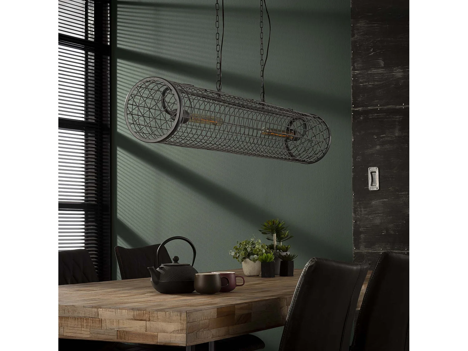 Lámpara colgante - Ø20 cm Lámpara colgante cilíndrica - Industrial - Malla