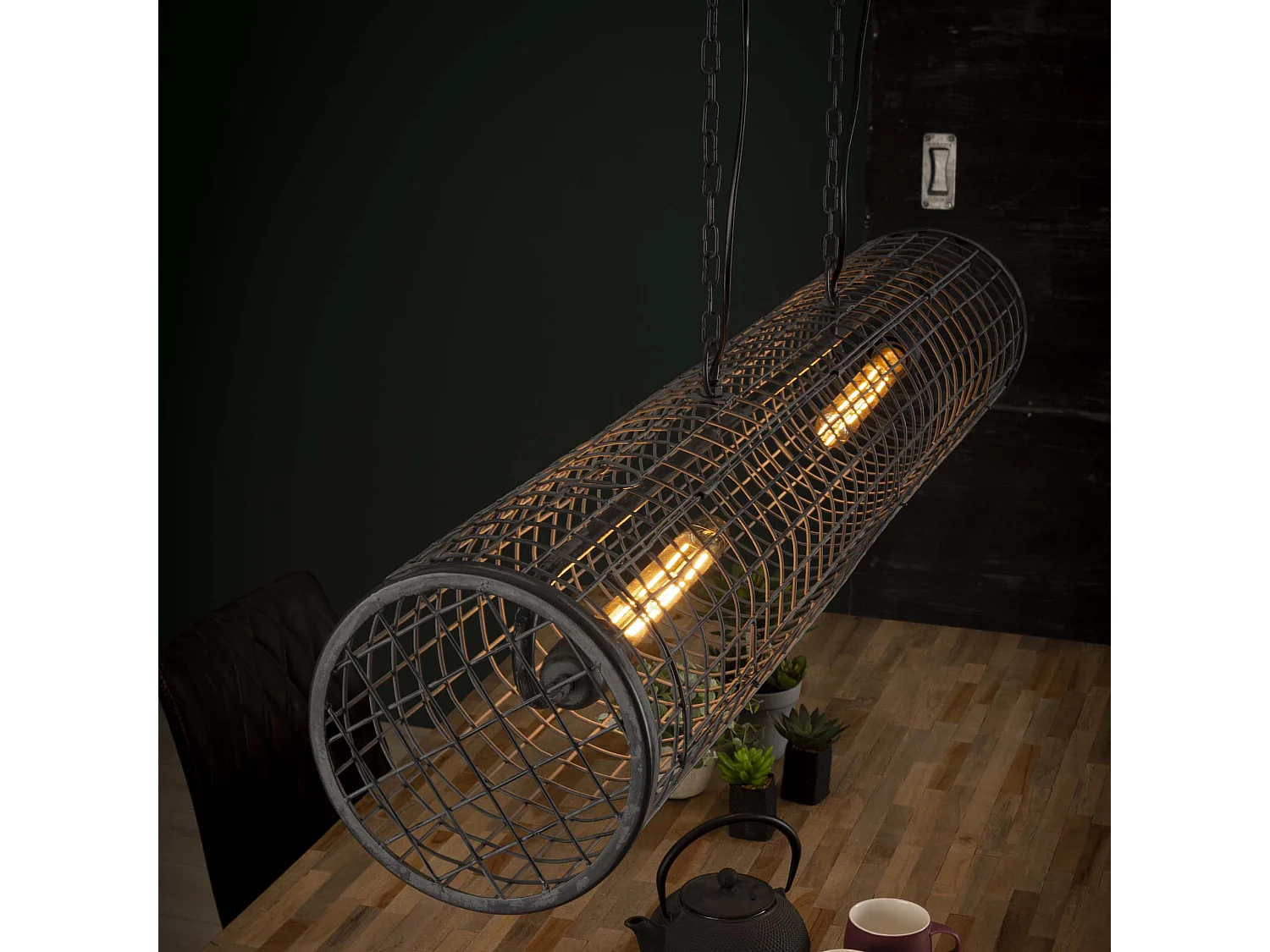 Lámpara colgante - Ø20 cm Lámpara colgante cilíndrica - Industrial - Malla