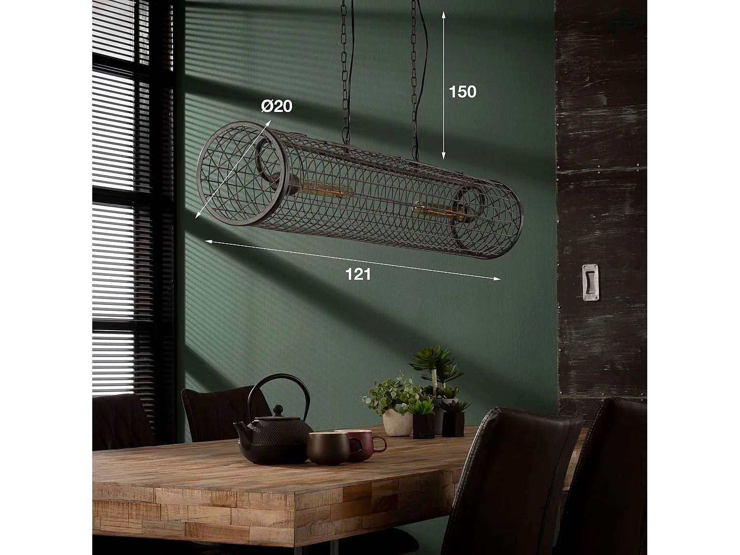 Lámpara colgante - Ø20 cm Lámpara colgante cilíndrica - Industrial - Malla