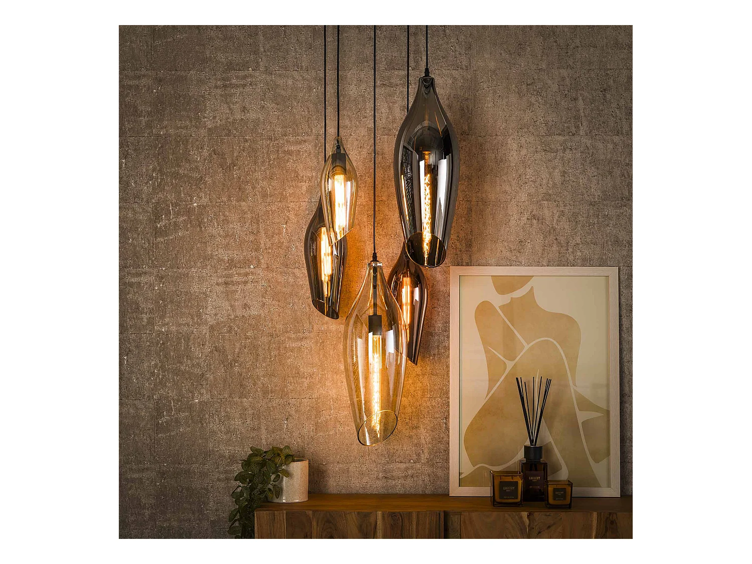 Suspension 5L Stepped Cocoon Mix Verre - Noir