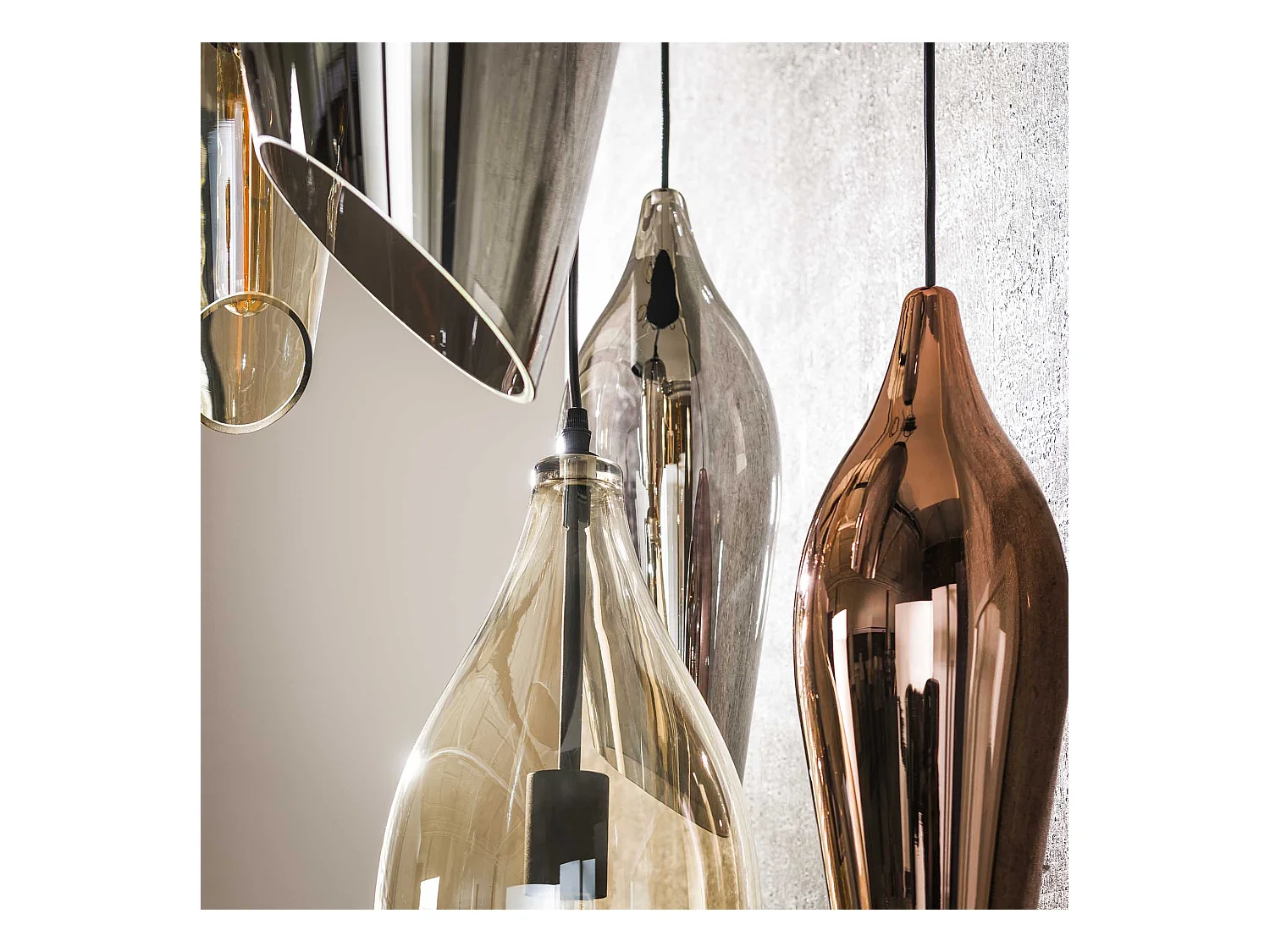 Pendelleuchte 5L Stepped Cocoon Mix Glas - Schwarz