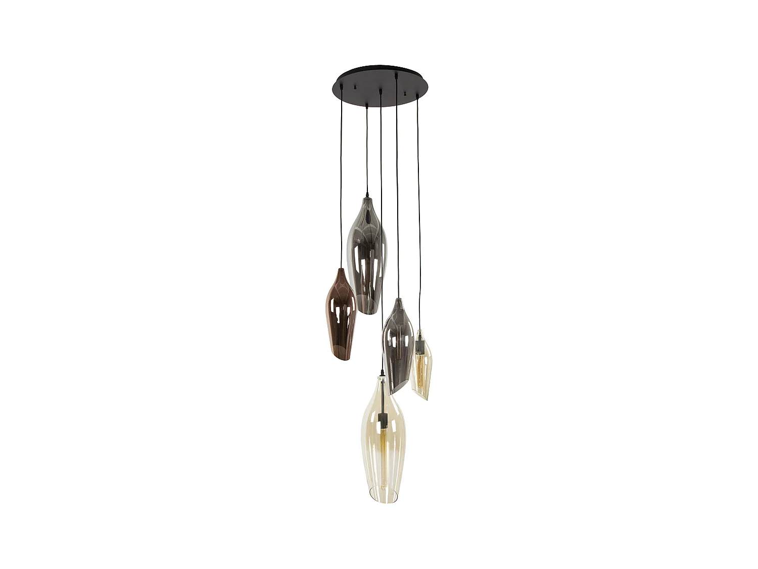 Pendelleuchte 5L Stepped Cocoon Mix Glas - Schwarz