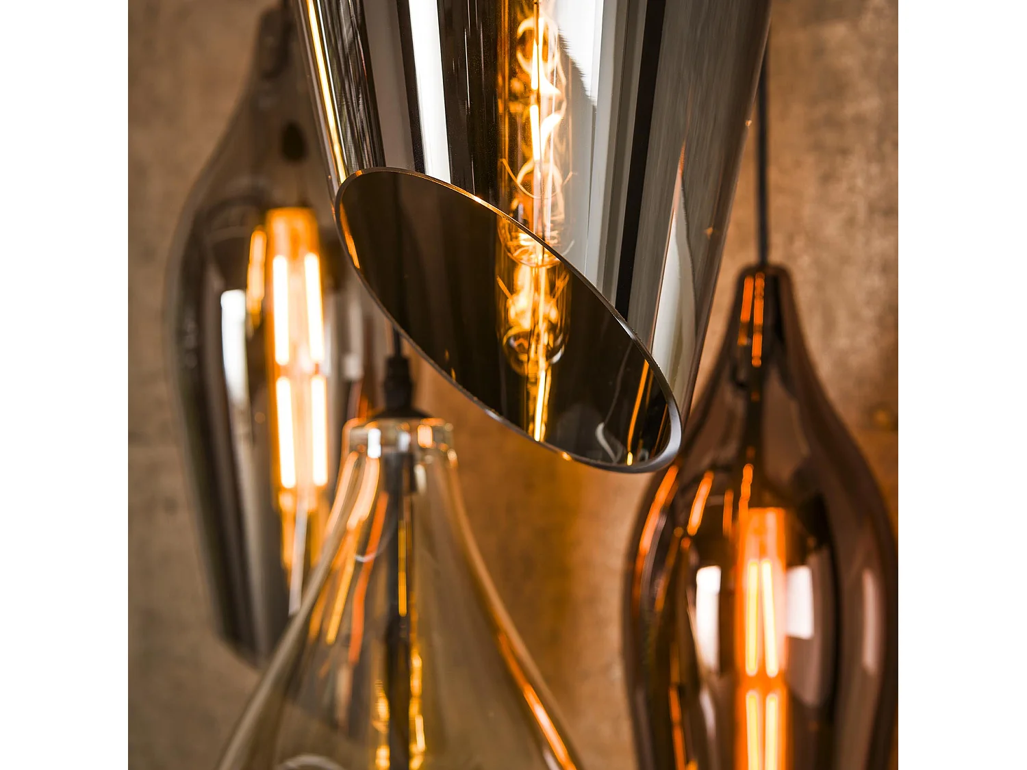 Hanglamp 5L Getrapt Cocoon Mix Glass - Zwart