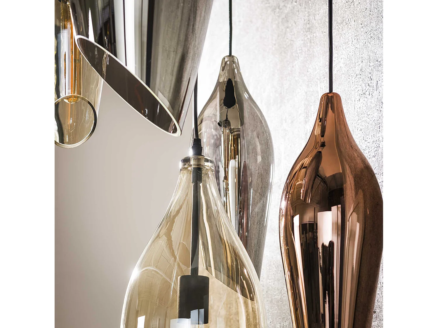 Hanglamp 5L Getrapt Cocoon Mix Glass - Zwart