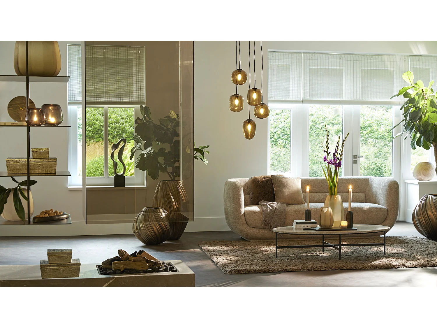 Suspension MEZZA - Ø45x23cm - Marron