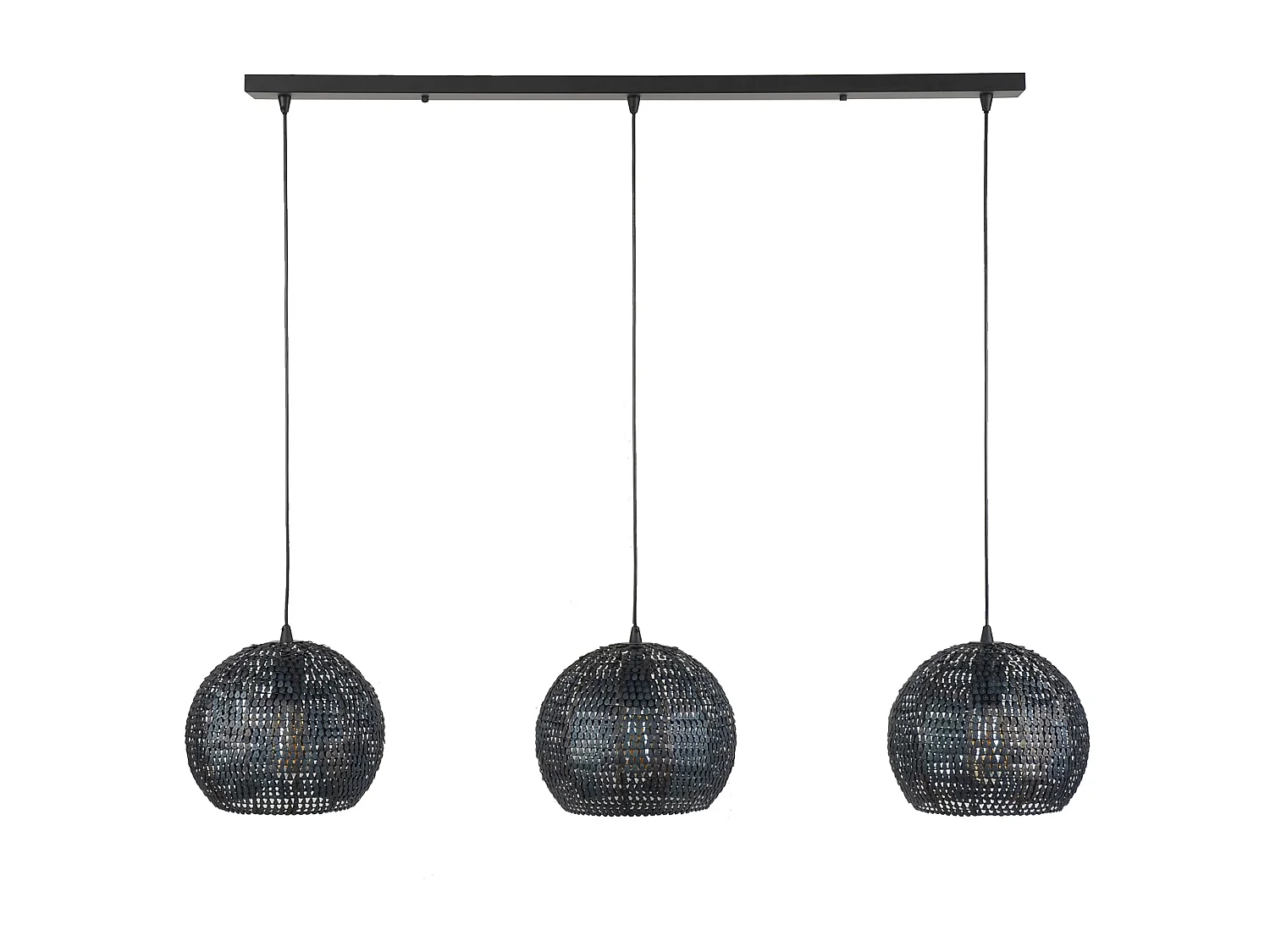 Suspension - 3x Suspensions demi-rondes en métal Ø26 - Armure - Finition brûlée