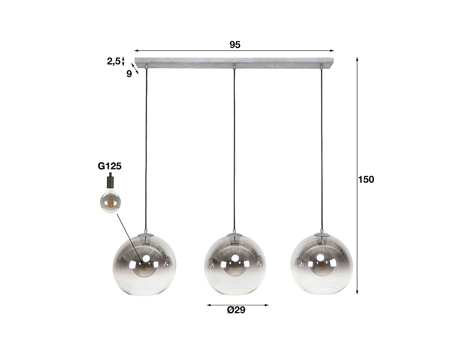 Hängelampe Bubble Shaded - 3 Lampen - Industriell