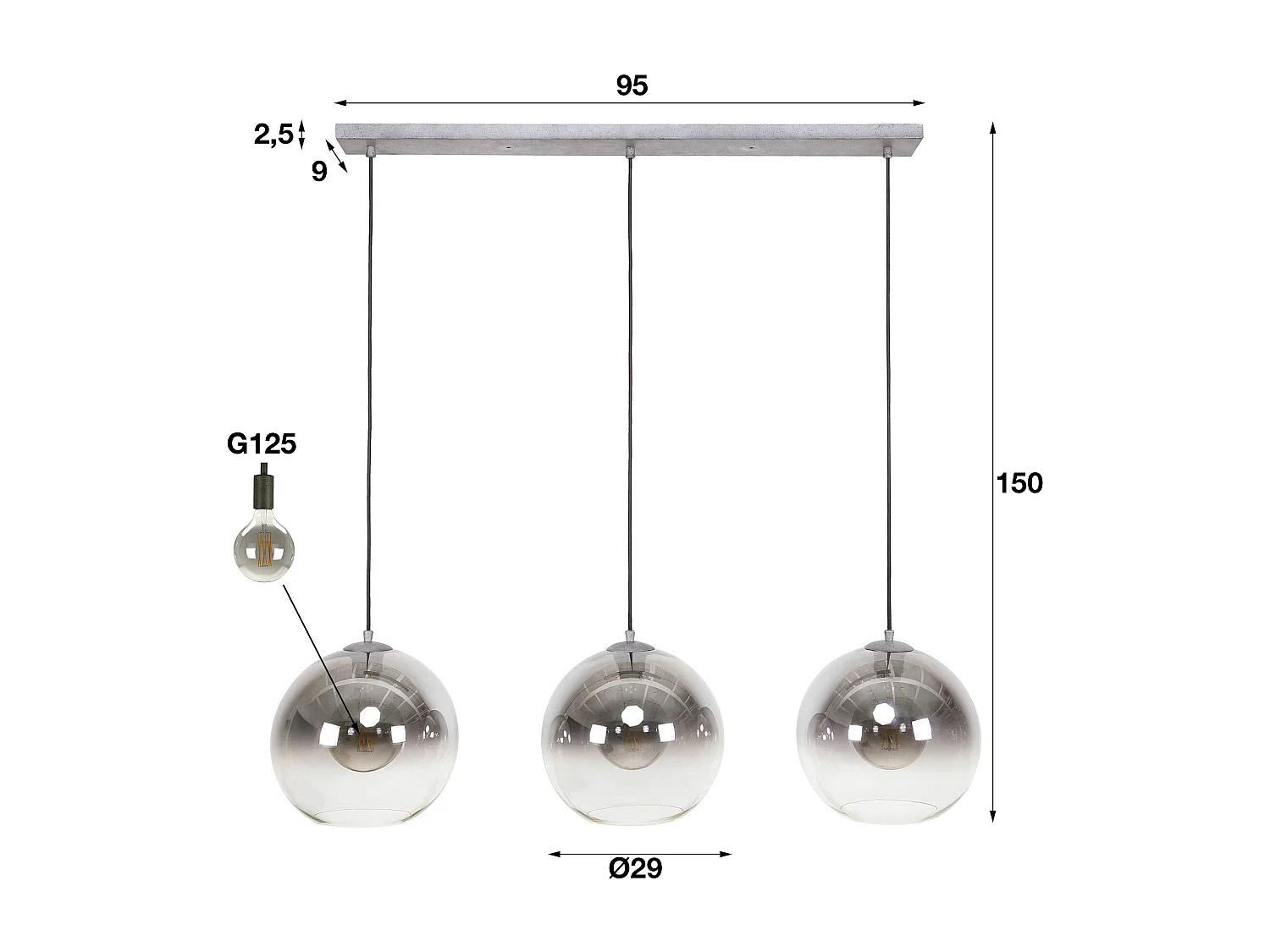 Suspension Bubble Shaded - 3 lampes - Industriel