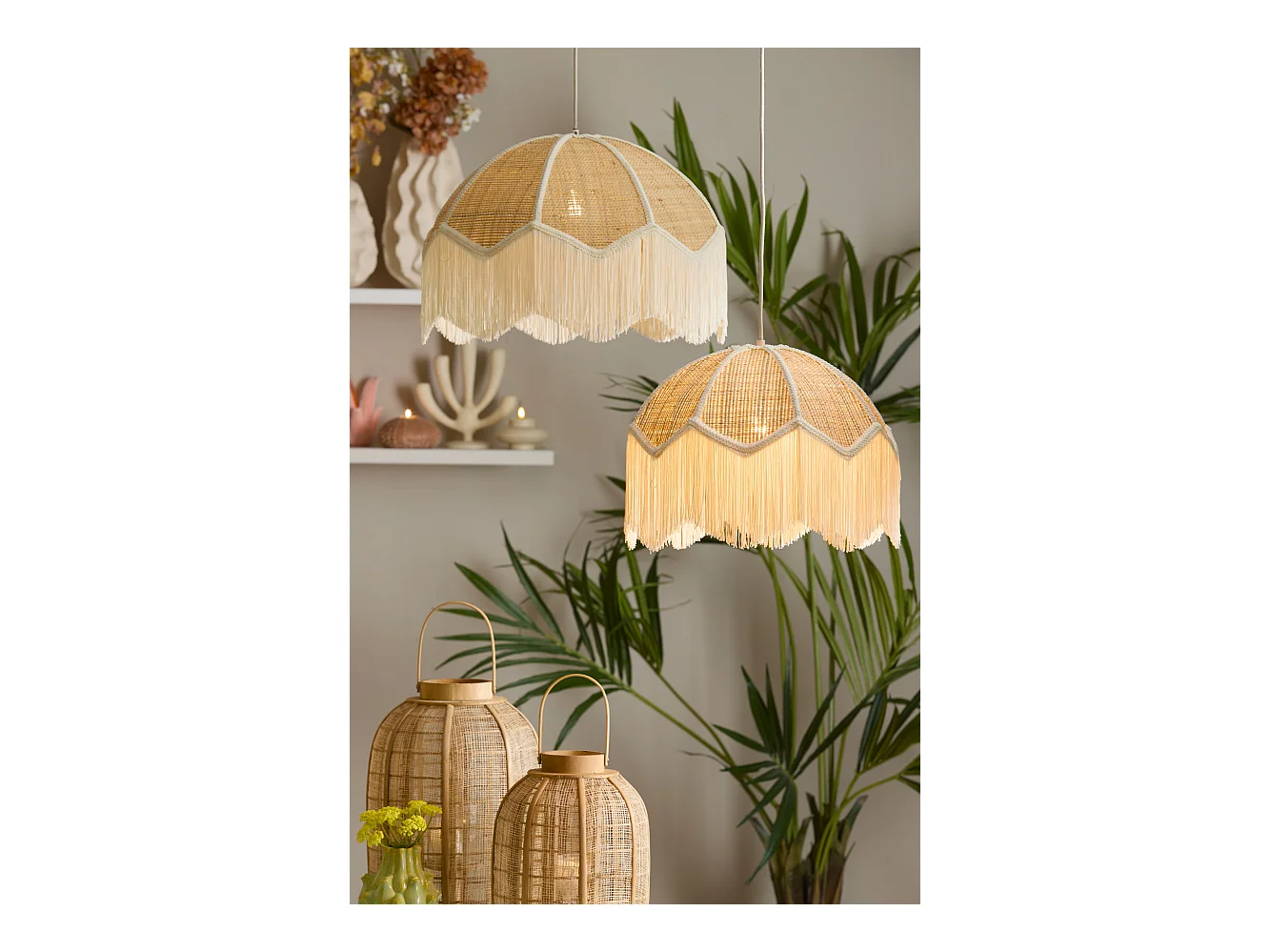 Lampe à suspension MALACIA - Ø40x33cm - Marron