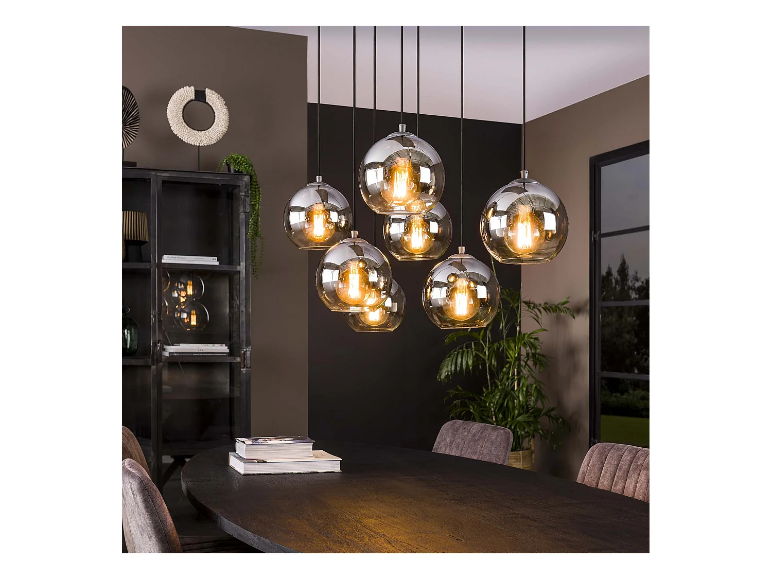 Suspension Bubble Shaded - 7 lampes - Industriel - Gris/Noir