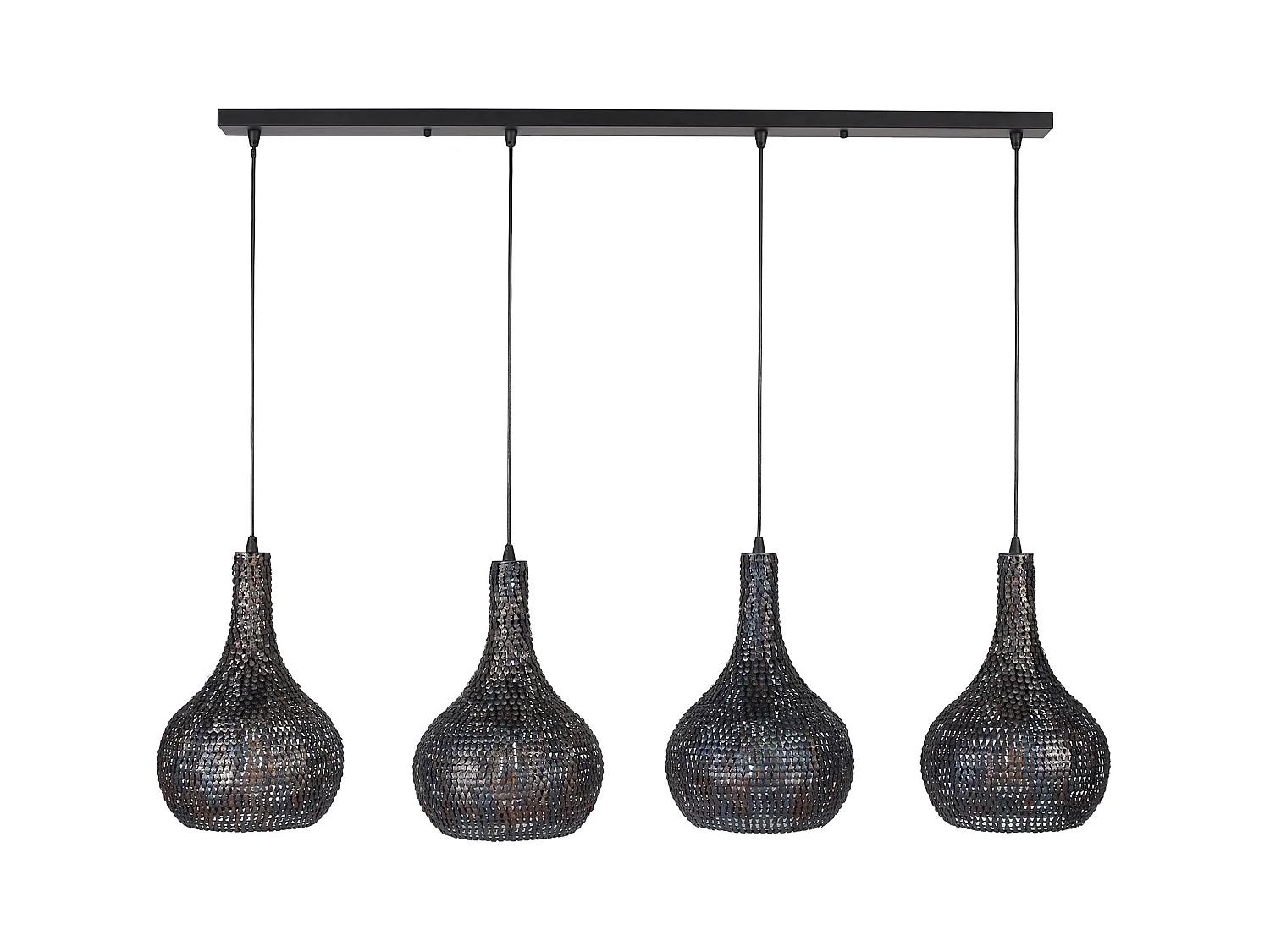 Pendelleuchte - 4 konische Pendelleuchten aus Metall - Armor - Gebranntes Finish