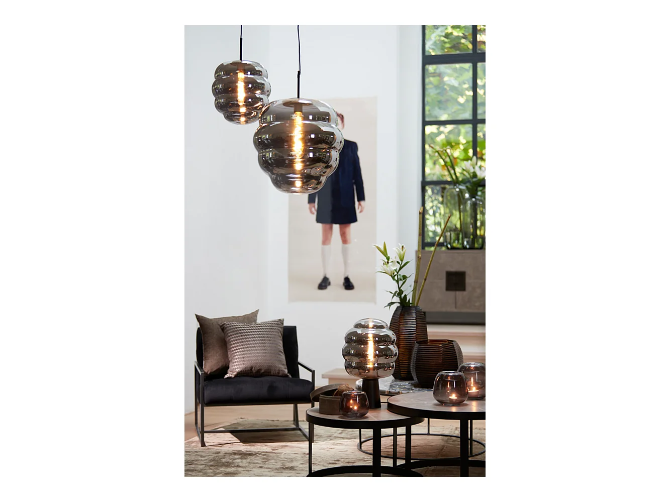 Suspension MISTY - Ø45x48cm - Gris