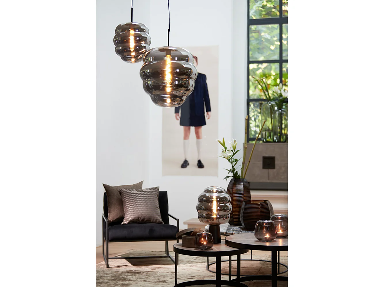 Suspension MISTY - Ø45x48cm - Gris