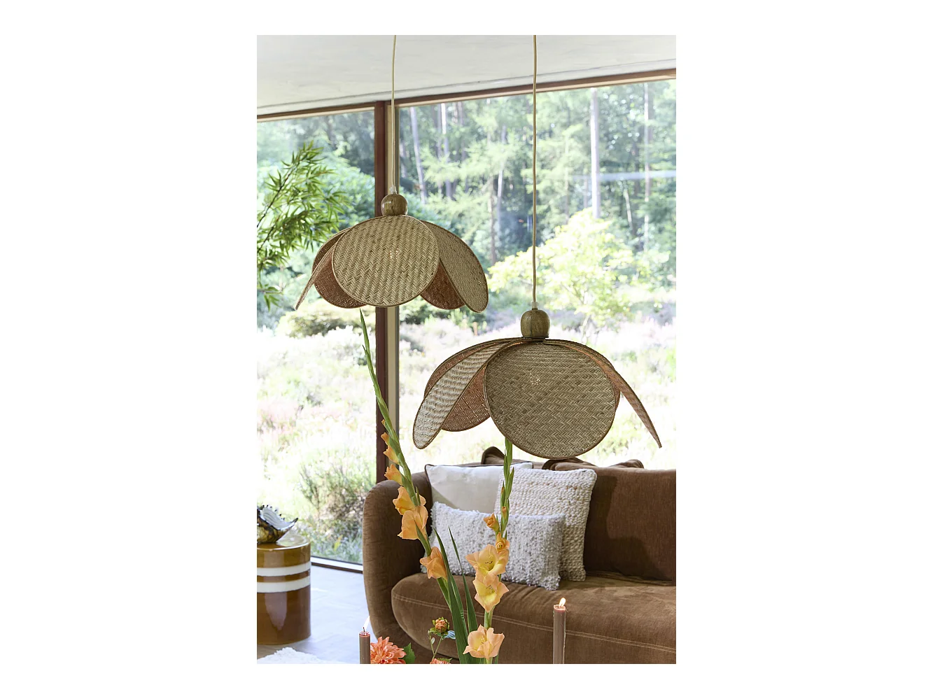 Lampe à suspension LAVRIO - Ø48x29cm - Marron