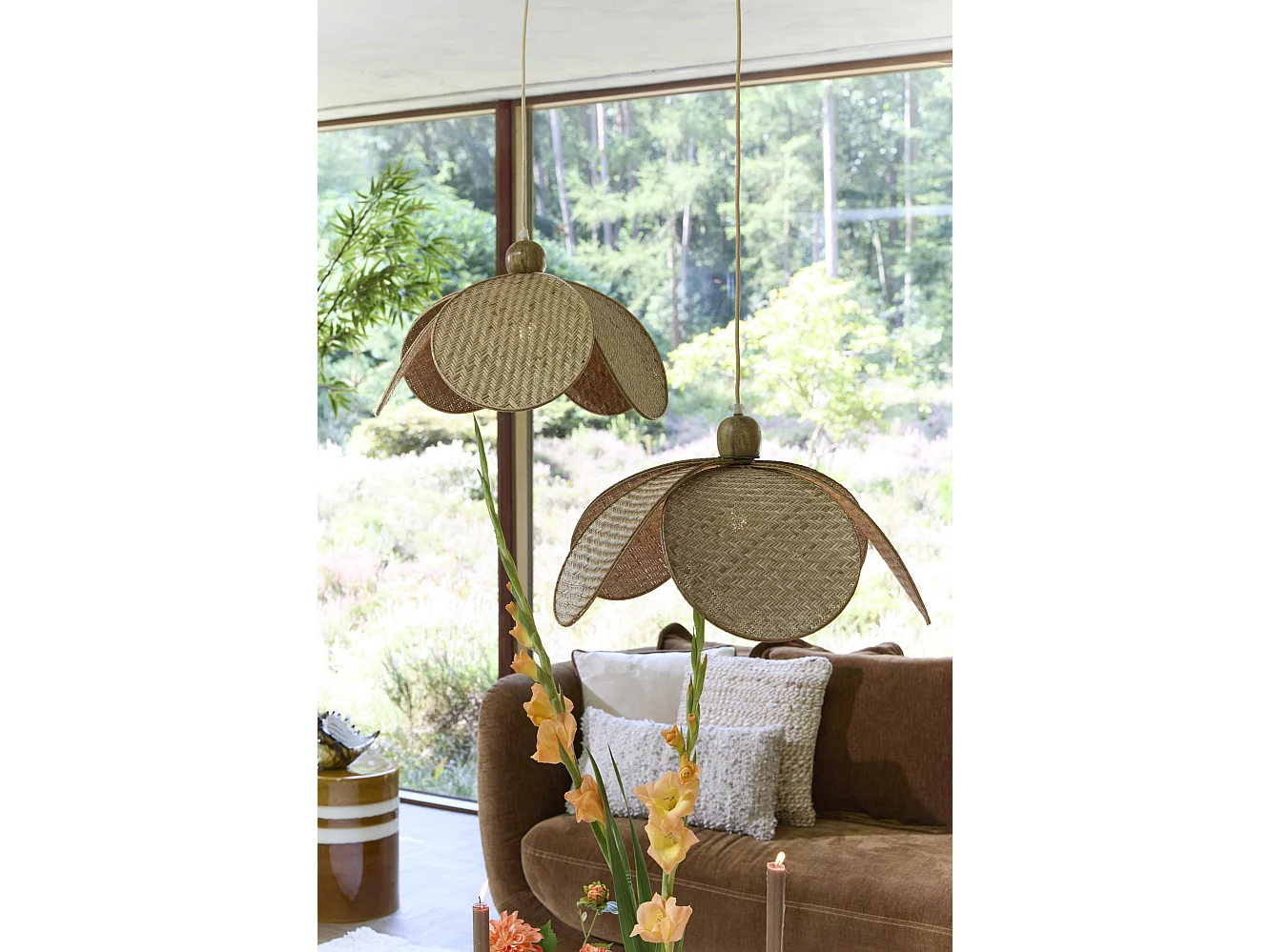 Lampe à suspension LAVRIO - Ø48x29cm - Marron