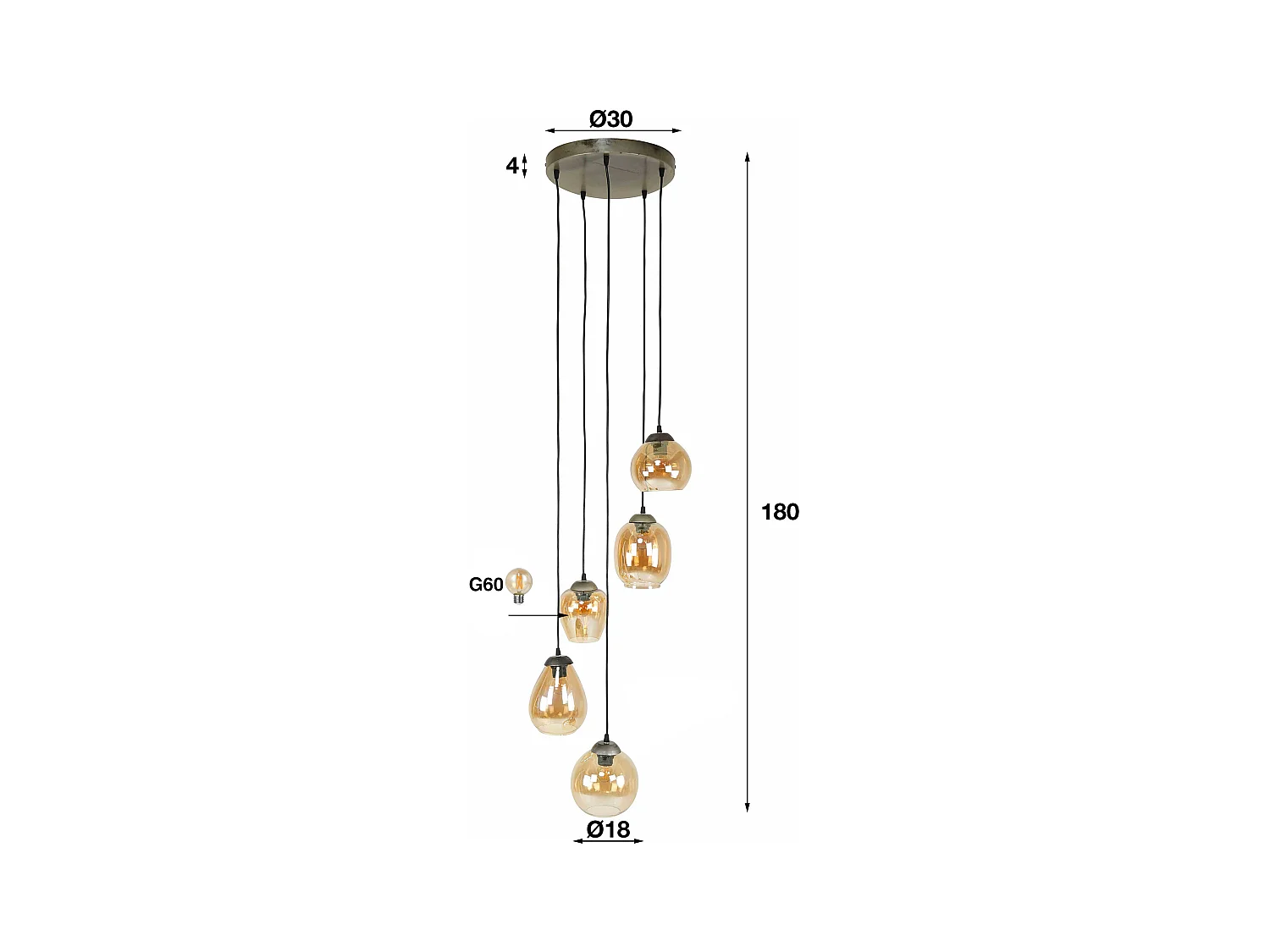 Suspension 5L Mix - Mix étagé - Verre ambré