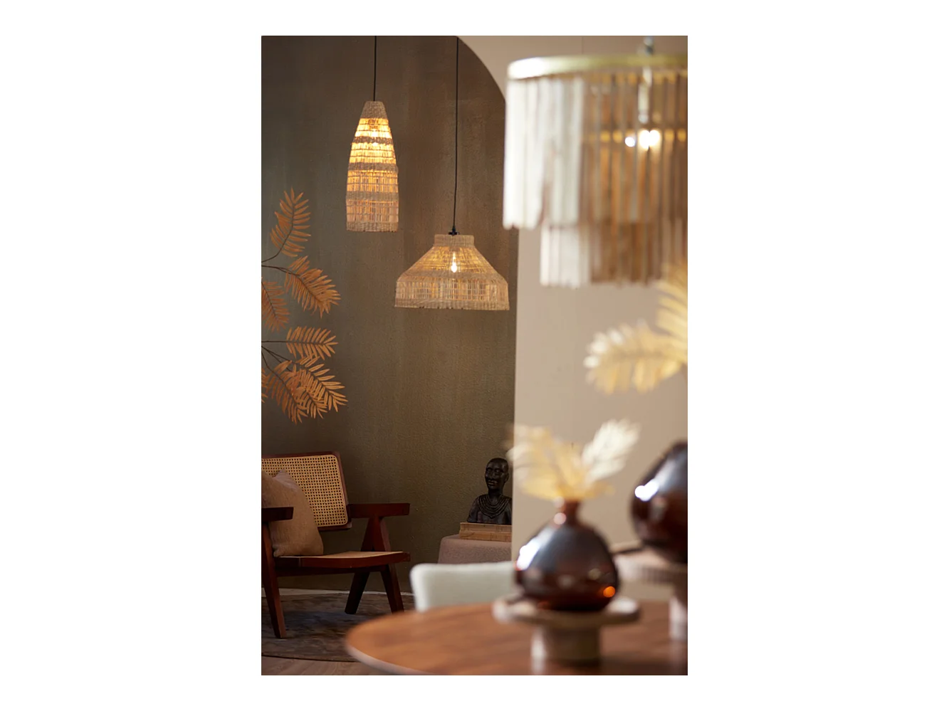 Suspension LATIKA - Ø45x30cm - Marron