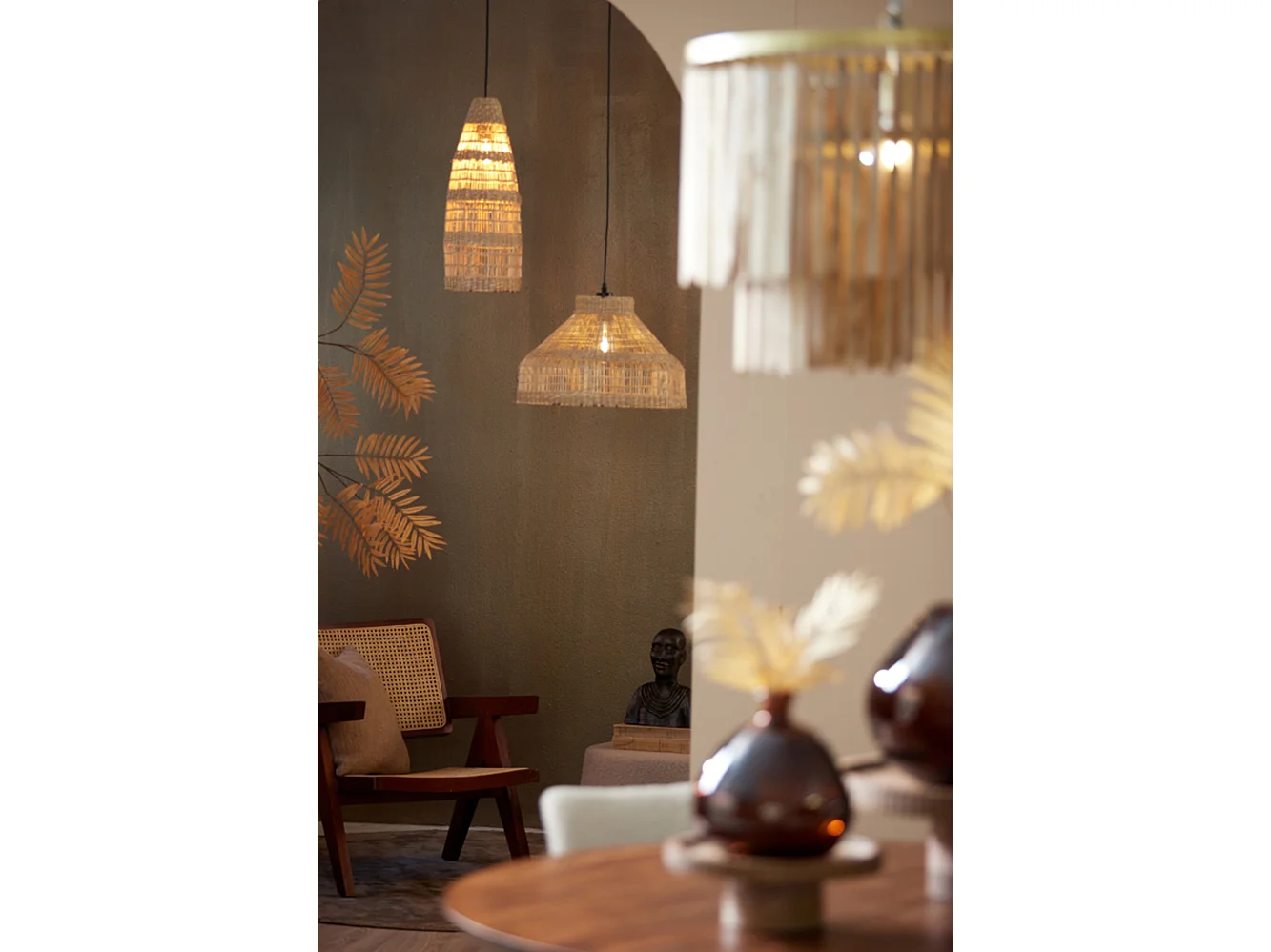 Suspension LATIKA - Ø45x30cm - Marron