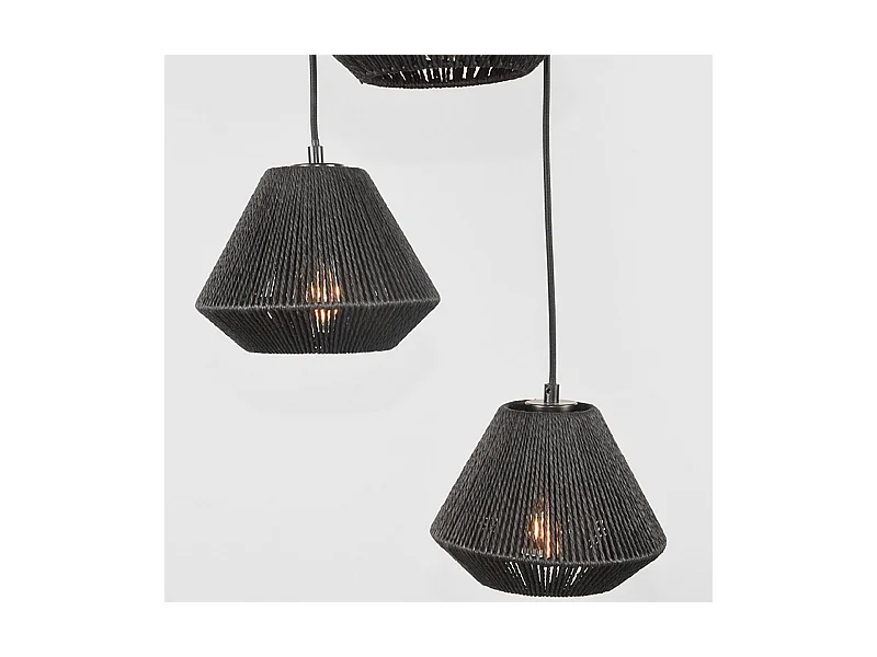 Suspension Ibiza Diamond - 3 lumières - 30 x 30 x 150 cm - Noir