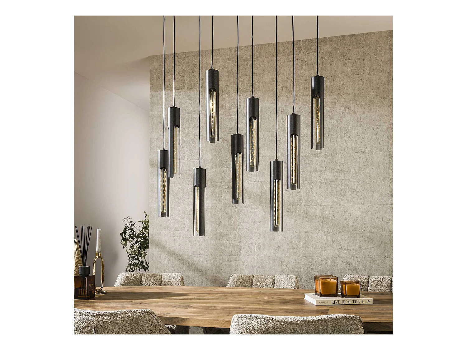 Hanglamp 5+4 Tube - Artic Zwart