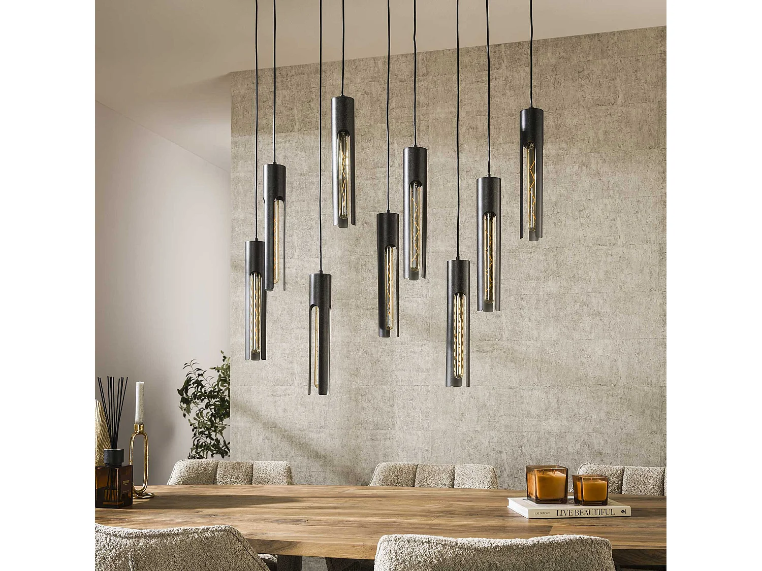 Lámpara colgante 5+4 Tube - Artic Black