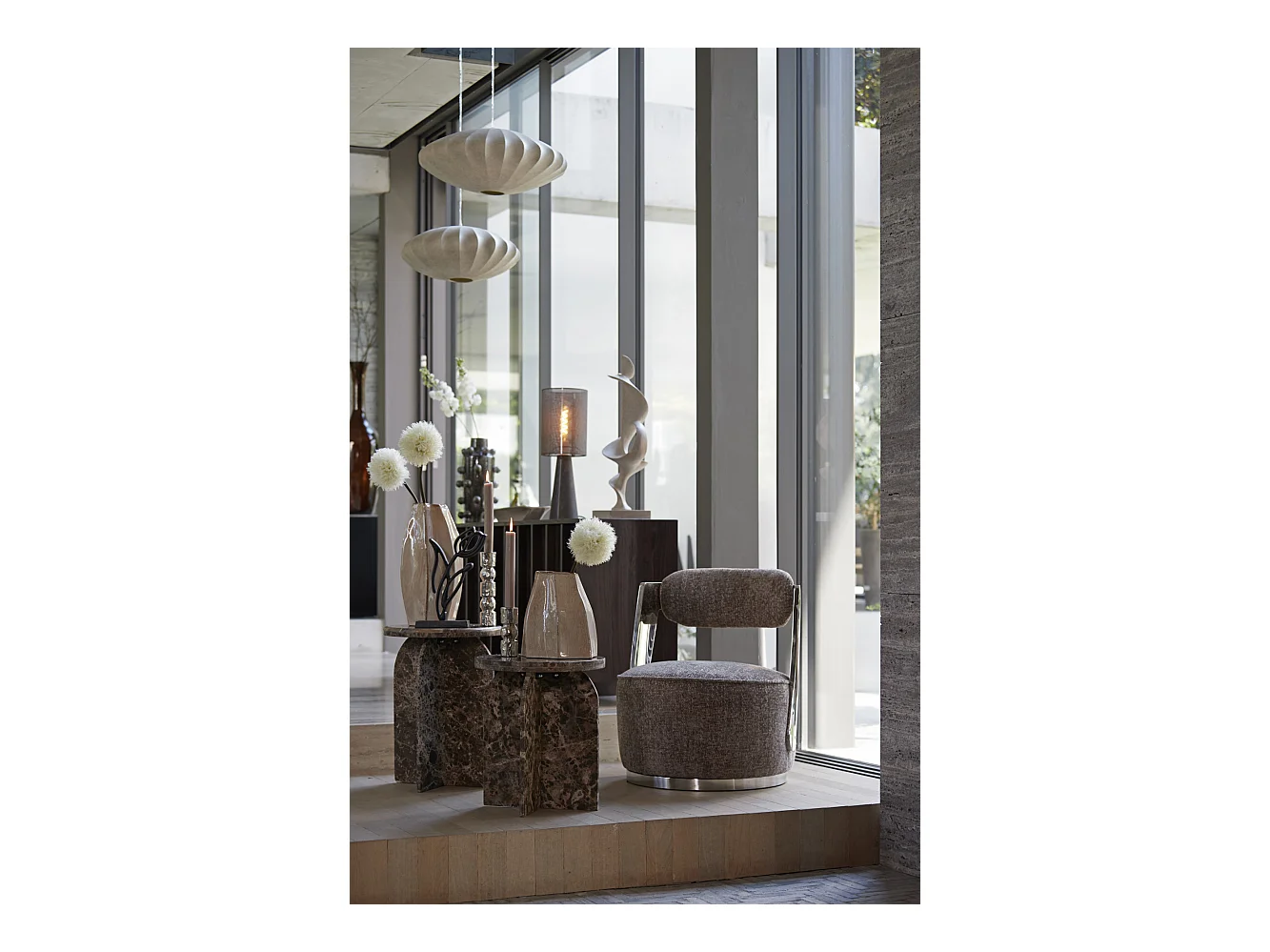 Suspension FAY - Ø60x26cm - Marron