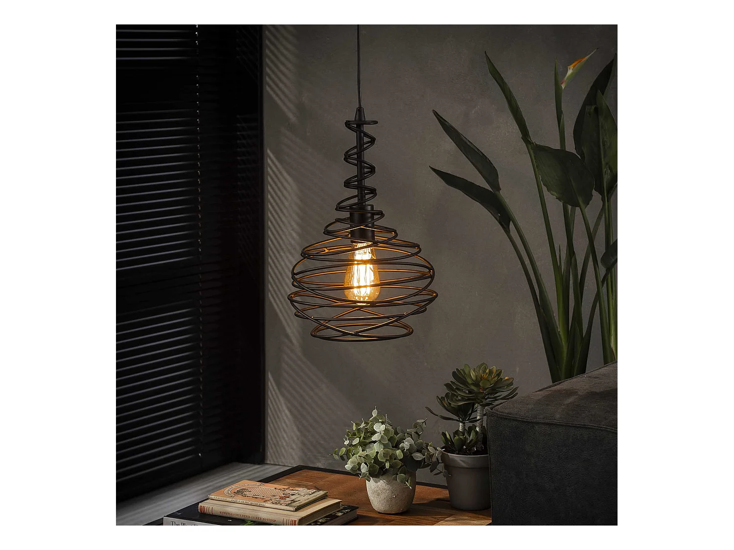 Suspension - 1 lampe - Ø25 - Cône Spirale