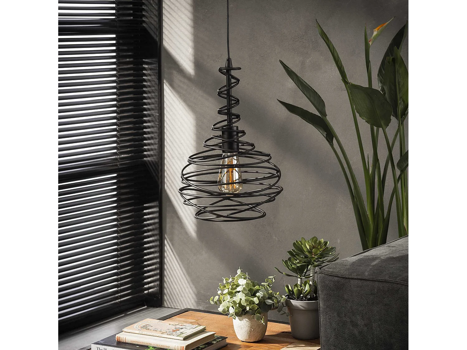 Suspension - 1 lampe - Ø25 - Cône Spirale