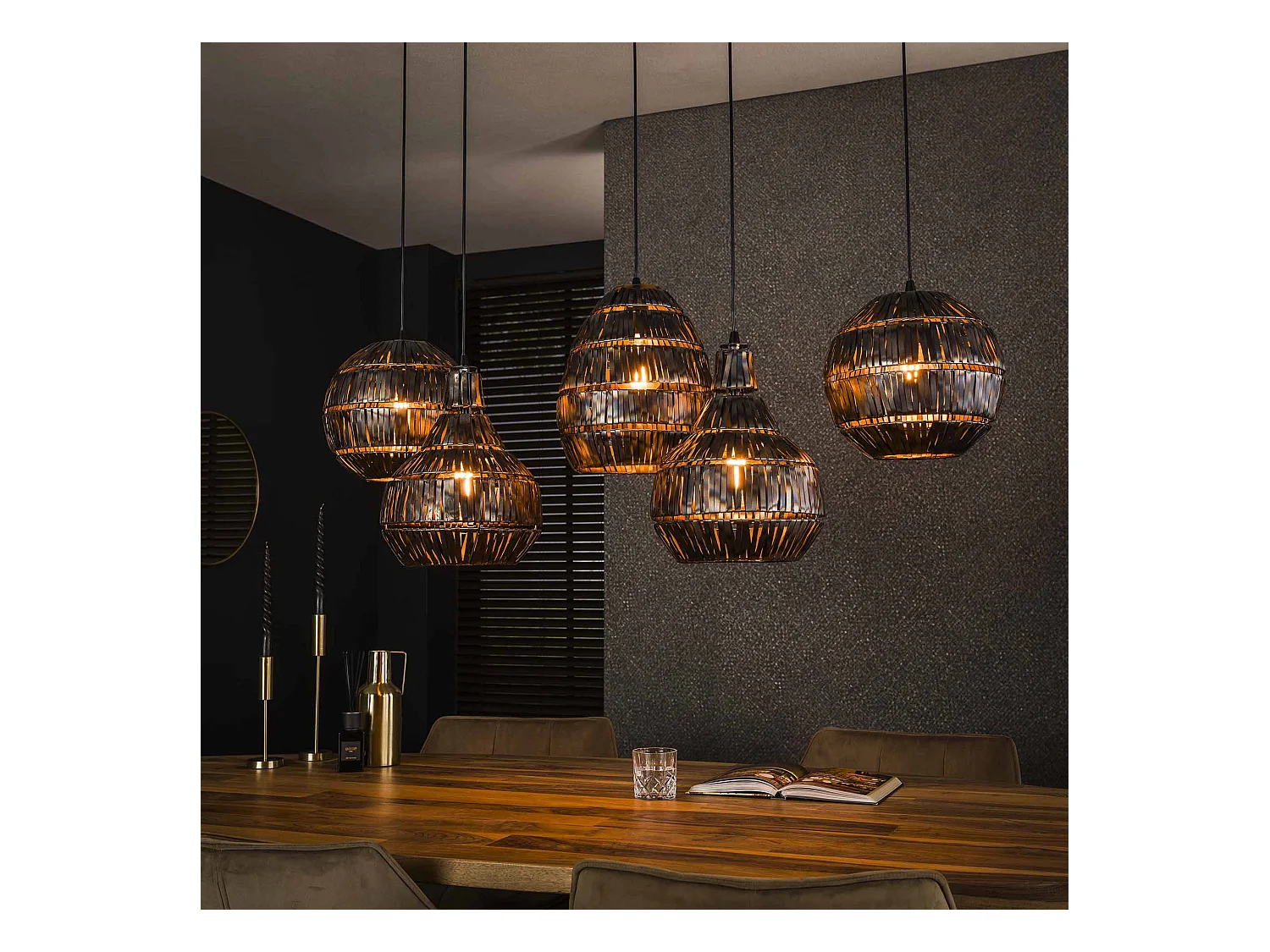 Suspension 5L Strip Multi Shade - Noir Marron