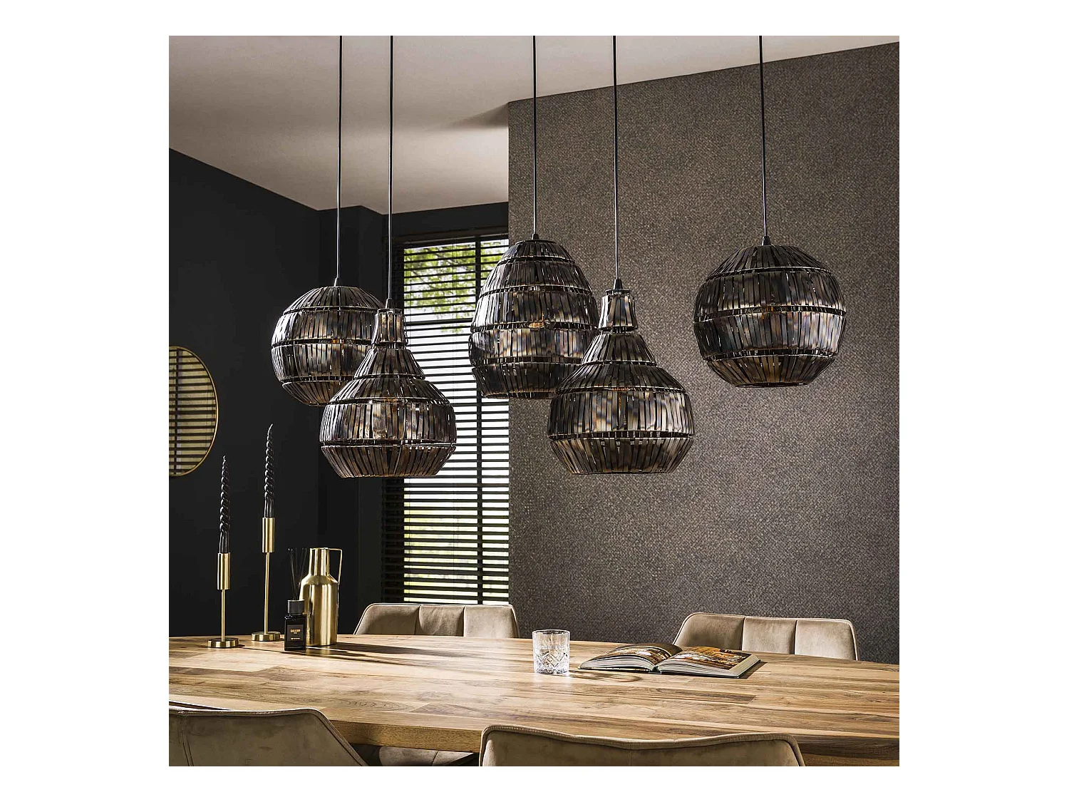 Suspension 5L Strip Multi Shade - Noir Marron