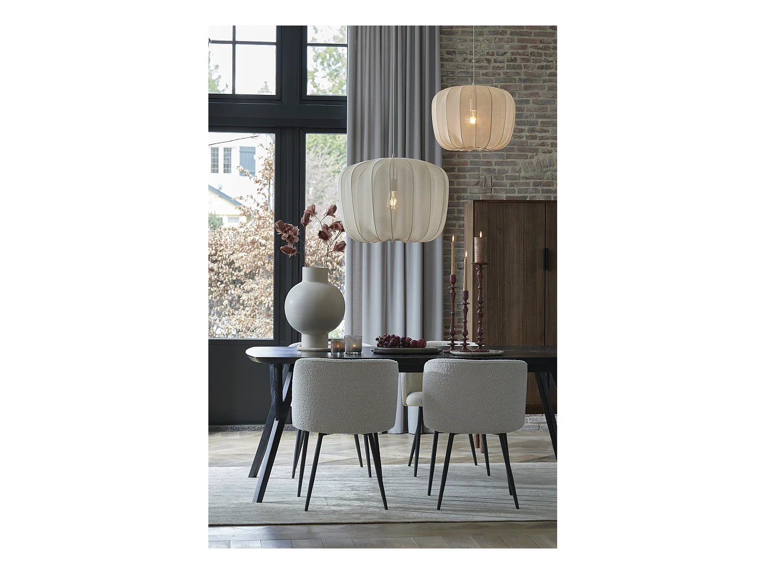 Lampe à suspension PLUMERIA - Ø50x37,5cm - Beige