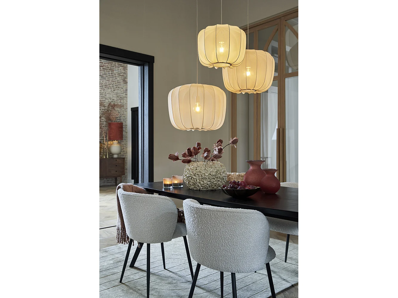 Lampe à suspension PLUMERIA - Ø50x37,5cm - Beige