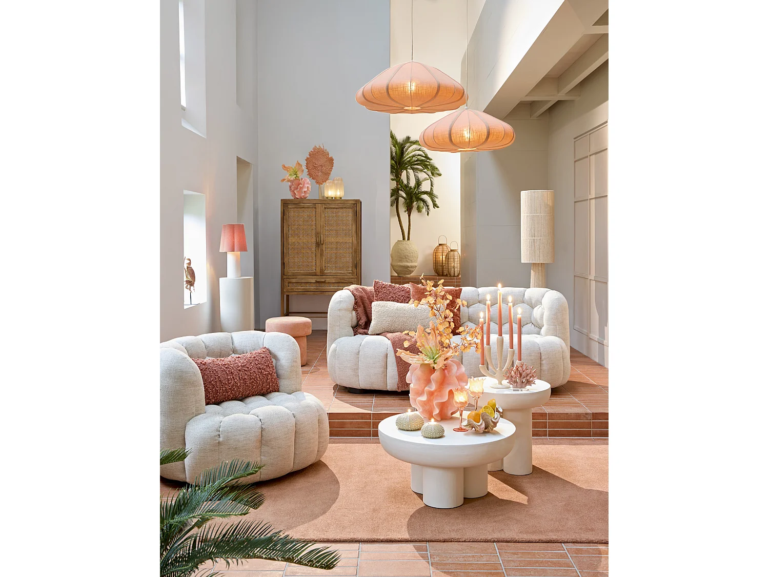 Lampe à suspension CESANO - Ø50x20cm - Rose