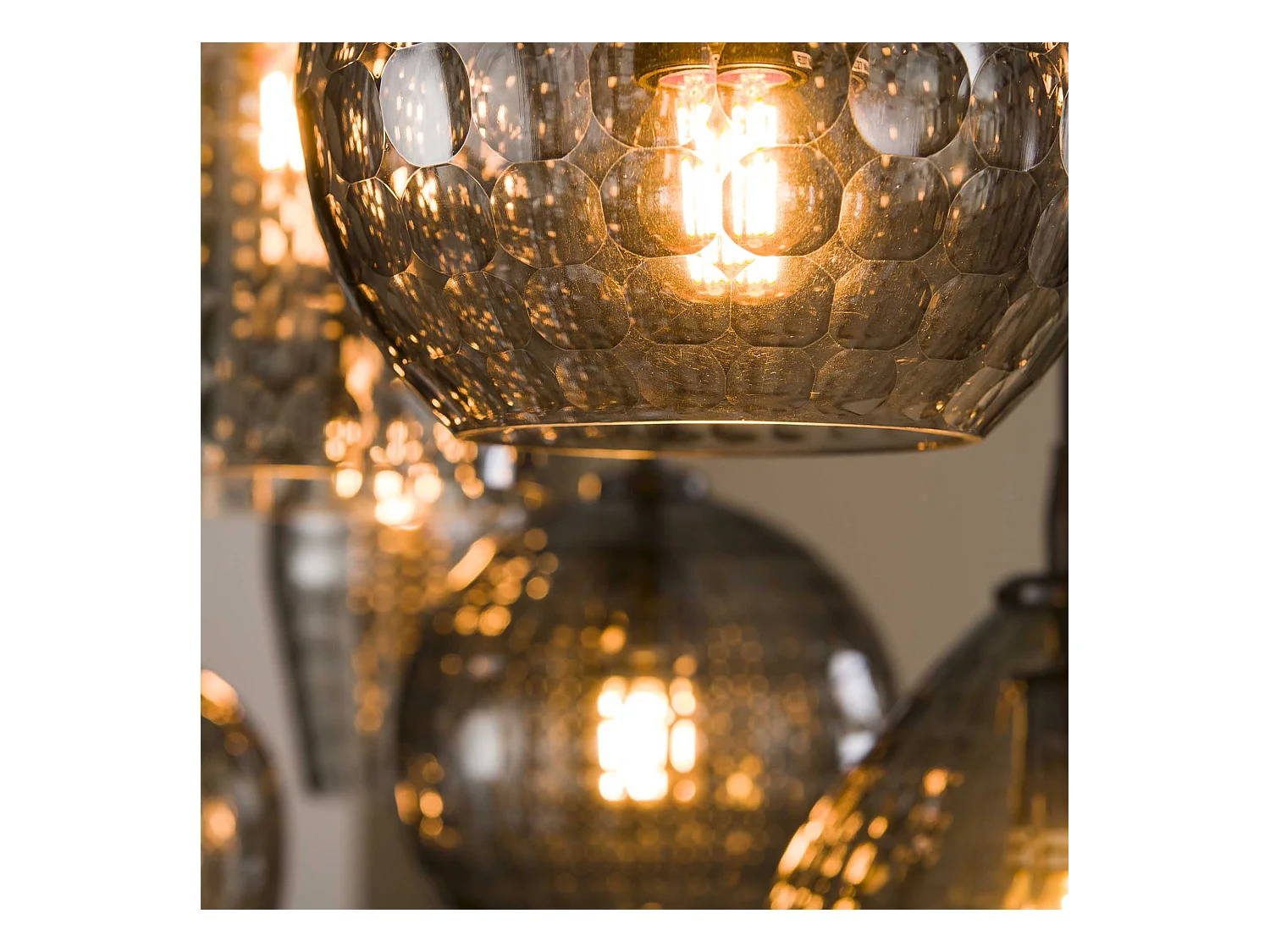 Suspension 4+3 Hexagon Mix - Verre gris fumé