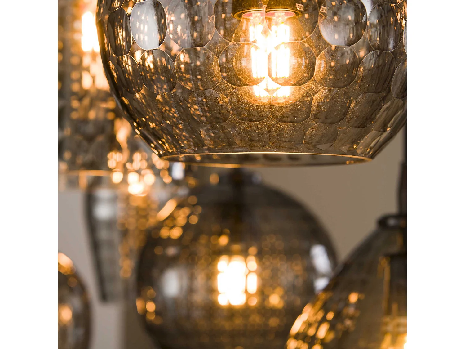 Hanglamp 4+3 Hexagon Mix - Smoke Grey Glas