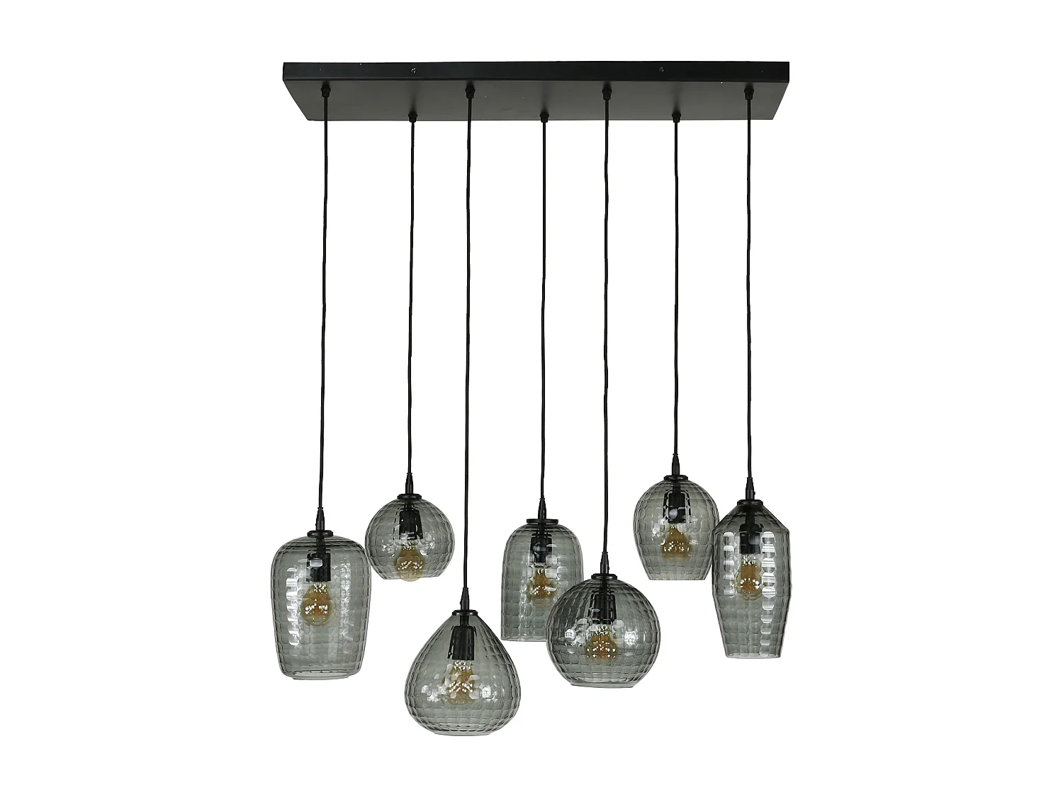 Hanglamp 4+3 Hexagon Mix - Smoke Grey Glas